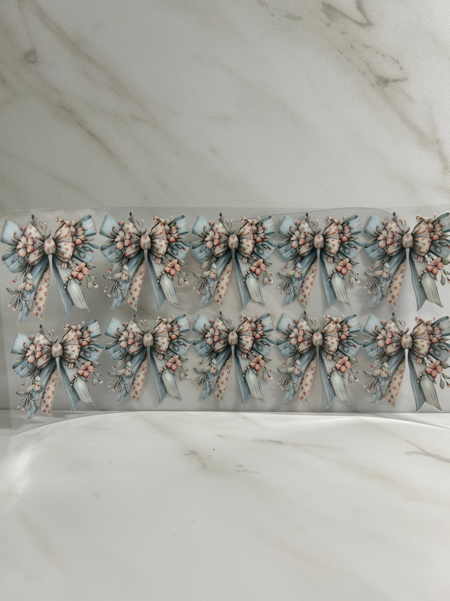 Light blue bows and flowers