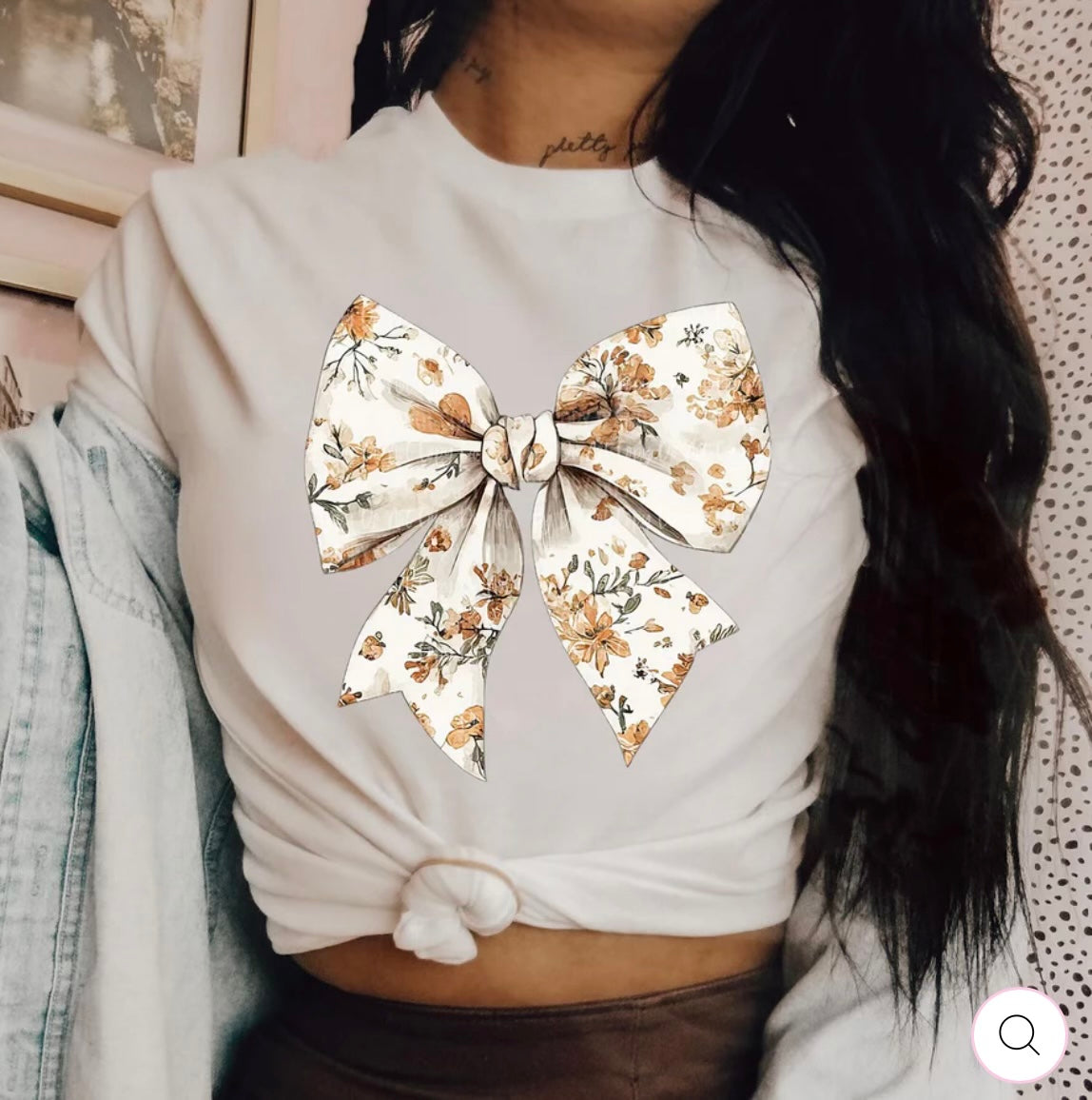 Beige Floral Bow