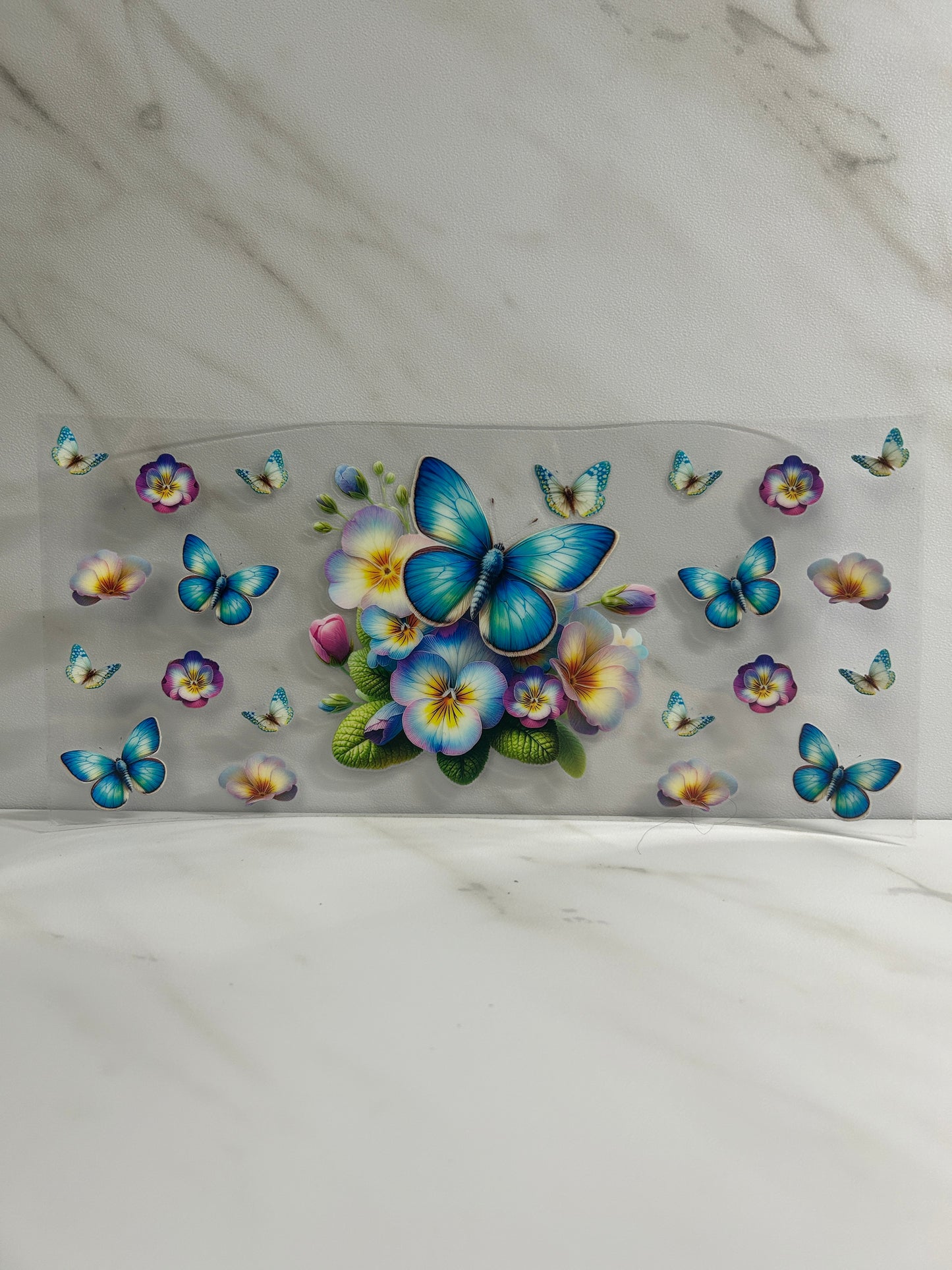 Blue Butterfly & Flowers