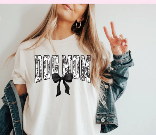 Black Dog Mom with Bow
