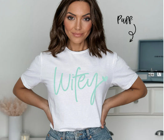 Wifey Teal  (Puff Print)