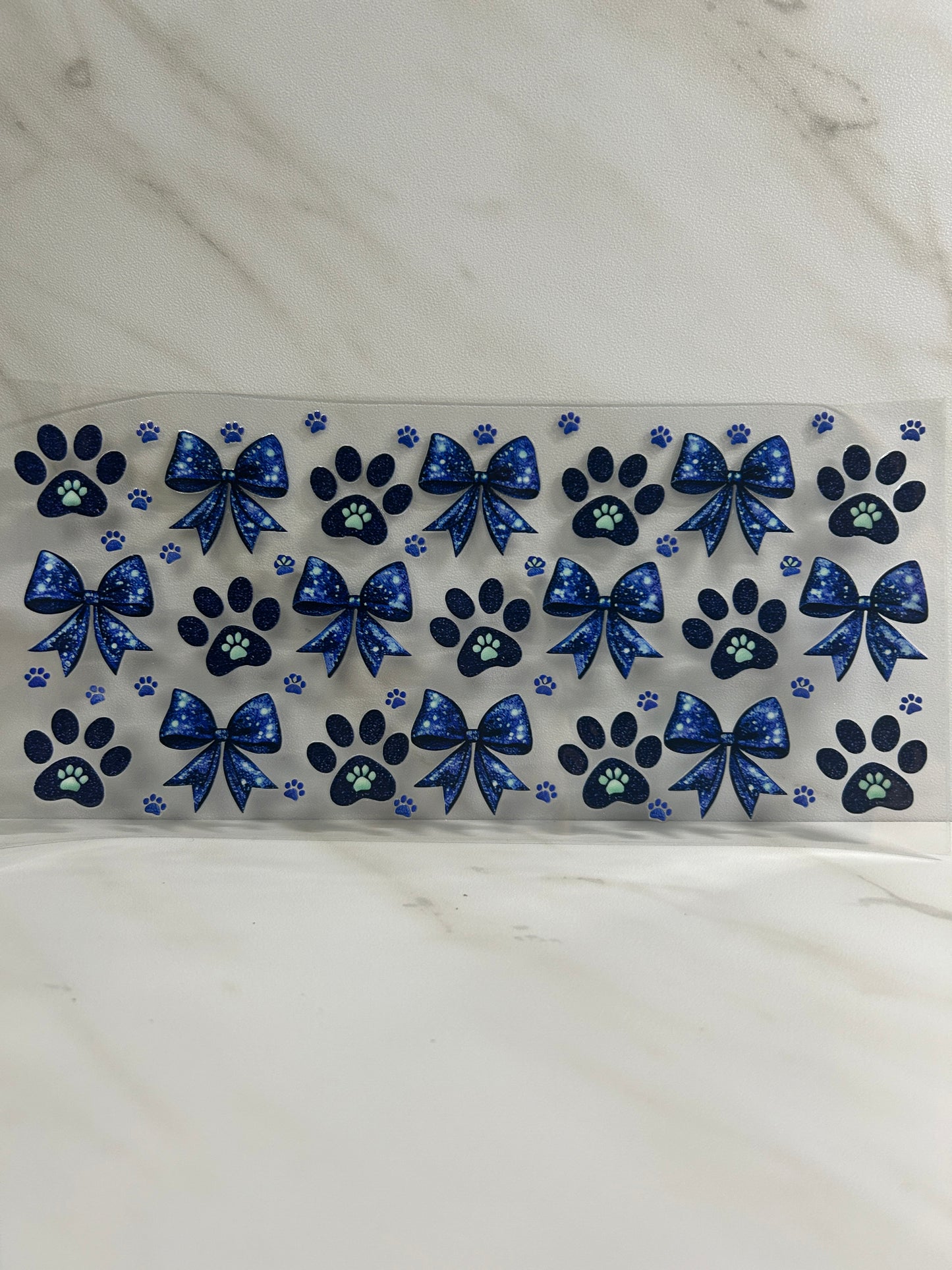 Blue Bow Paw Print