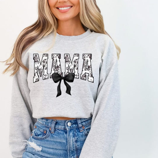 Black Floral and Bow Mama