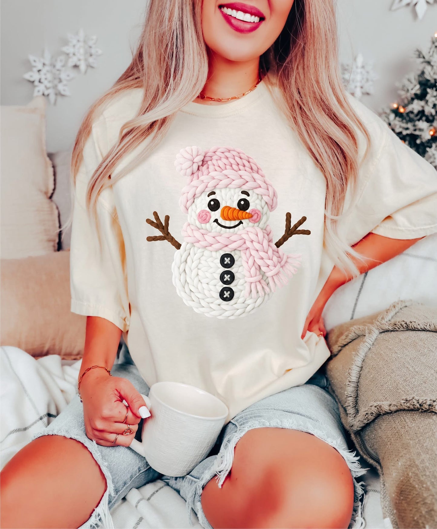 Faux Yarn White Snowman