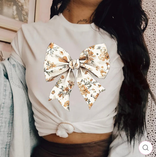 Beige Floral Bow